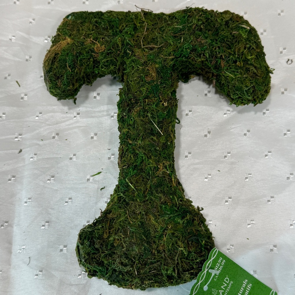 8” moss covered letter “T”